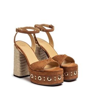 Castaner Tan Platform Sandals with Gold Accents